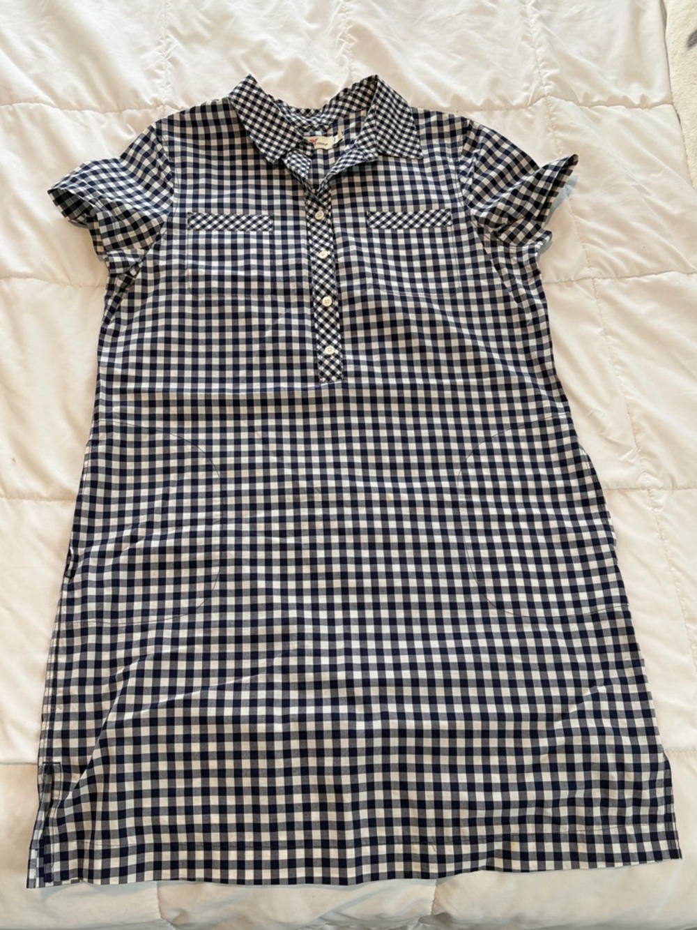 Vineyard Vines Navy and White Gingham Polo Dress